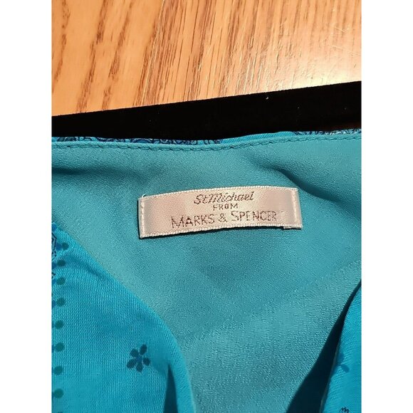 St. Michael Marks & Spencer Boho Fairy Women's Dress Sz 12 Blue Paisley - Picture 4 of 7